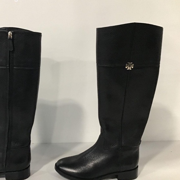 Women’s Tory Burch Black Pebble Grain Leather Knee High Boots Size 5.5M - Picture 2 of 7